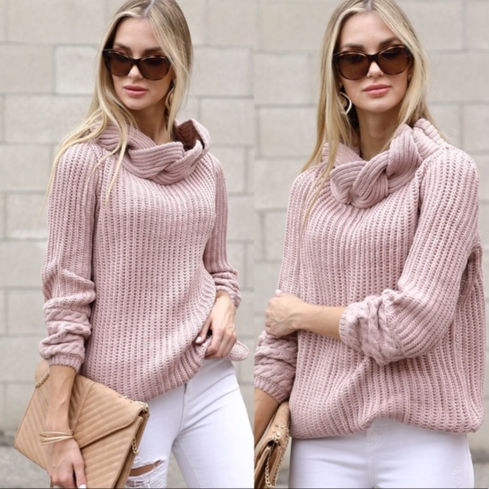 GEORGIA Turtleneck Knit Sweater - BLUSH - Picture 2 of 4